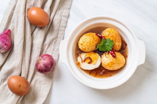 Fried Boiled Egg with Tamarind Sauce