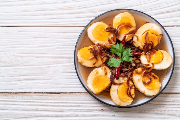 Fried Boiled Egg with Tamarind Sauce