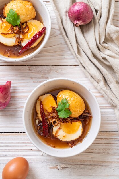 Fried Boiled Egg with Tamarind Sauce