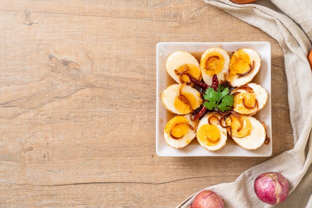 Fried Boiled Egg with Tamarind Sauce