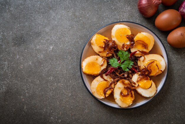 Fried Boiled Egg with Tamarind Sauce