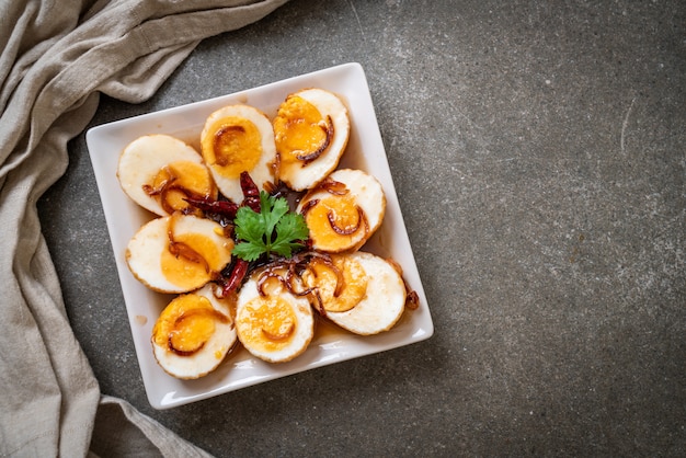 Fried Boiled Egg with Tamarind Sauce