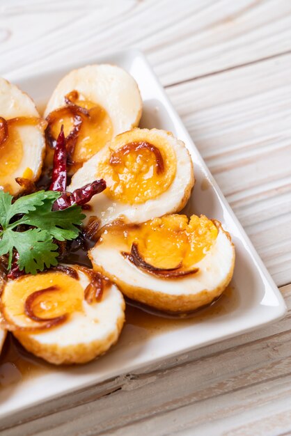 Fried Boiled Egg with Tamarind Sauce