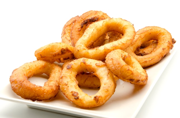 Fried calamari served on a plate