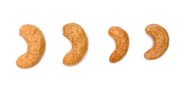 fried cashew nuts isolated on white background