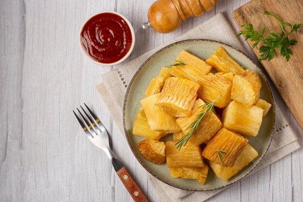 Fried cassava Cassava traditional Brazilian food