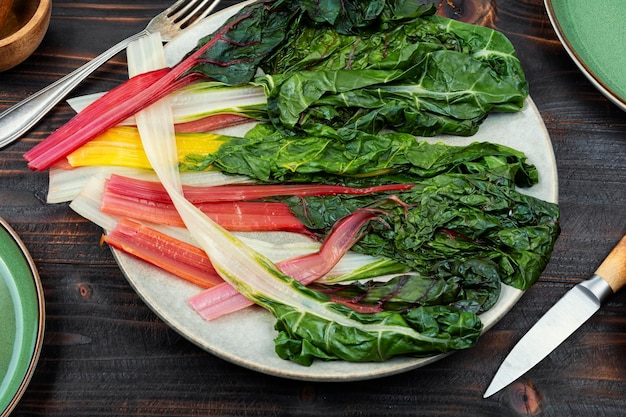 Fried chard on a plate