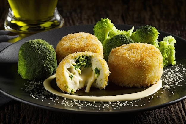 Fried cheese and broccoli croquettes Common tapas from Spain