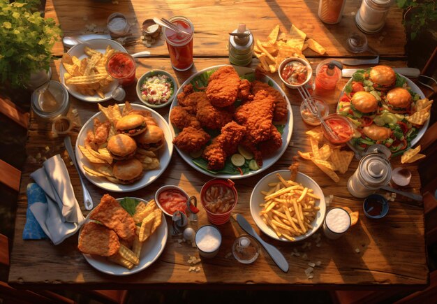 Fried Chicken Buffet variety Food