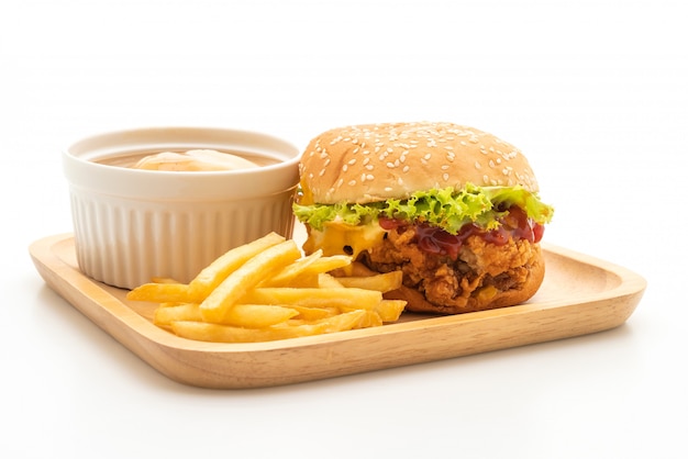 fried chicken burger isolated