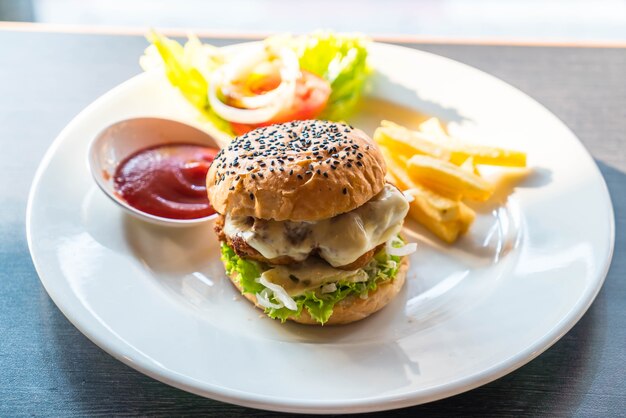 fried chicken burger with cheese