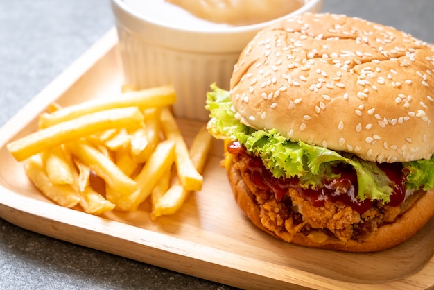 Fried chicken burger