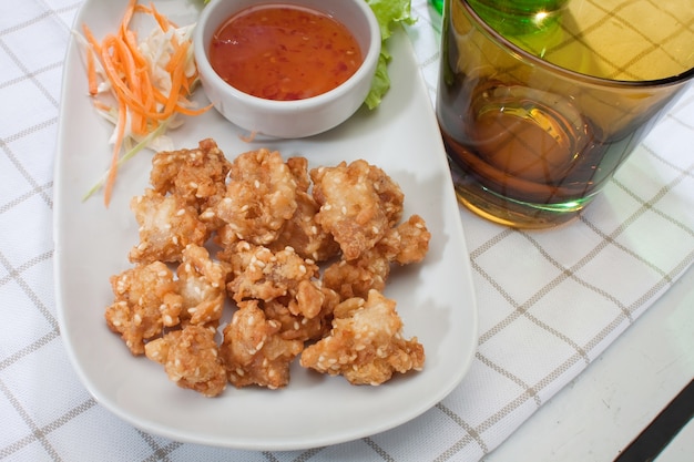 Fried Chicken cartilage with Thai Food