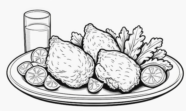 Photo fried chicken coloring page for kids