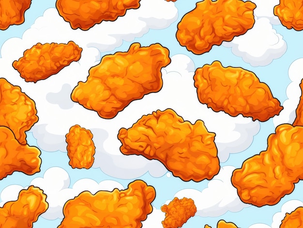 Fried Chicken drawn style seamless tiles generative AI