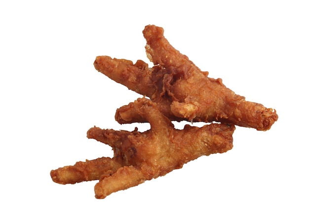 Fried chicken feet on a white background