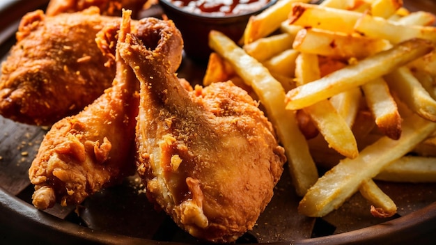 Fried chicken and fries