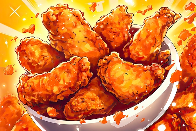 Fried chicken illustration Food illustration Generative AI