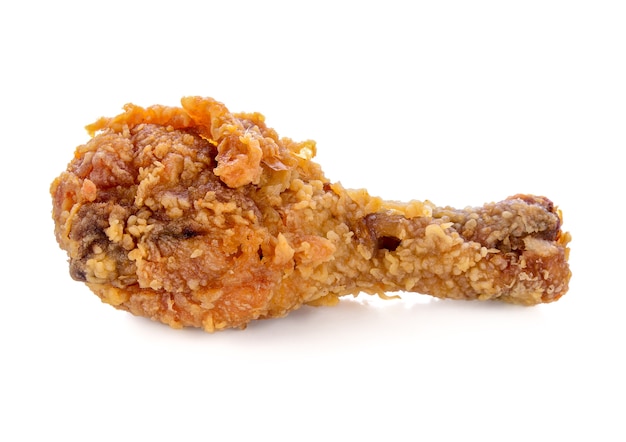 Fried chicken isolated on white wall.