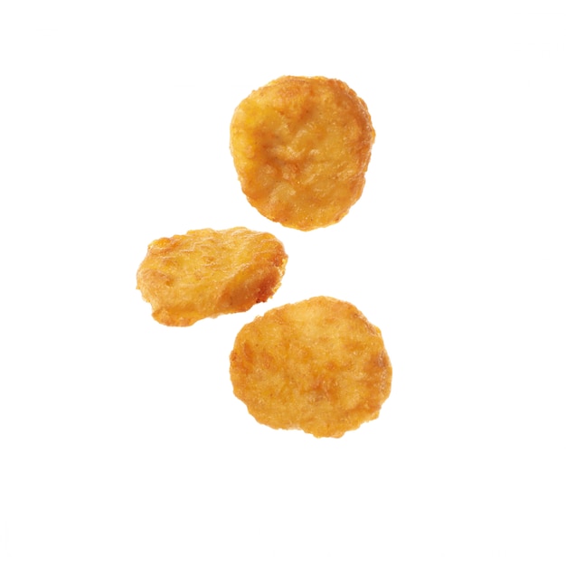 Fried chicken nuggets isolated on white background