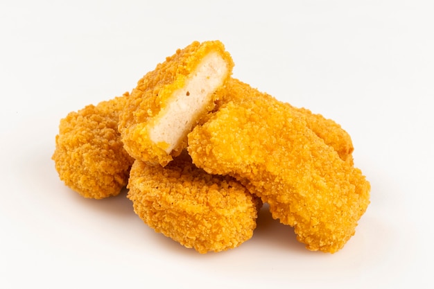 Fried chicken nuggets isolated on the white background