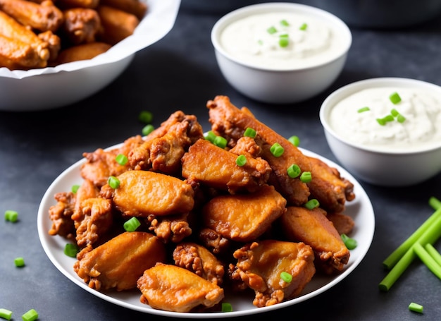 Fried chicken pieces in batter with sweet and sour sauce