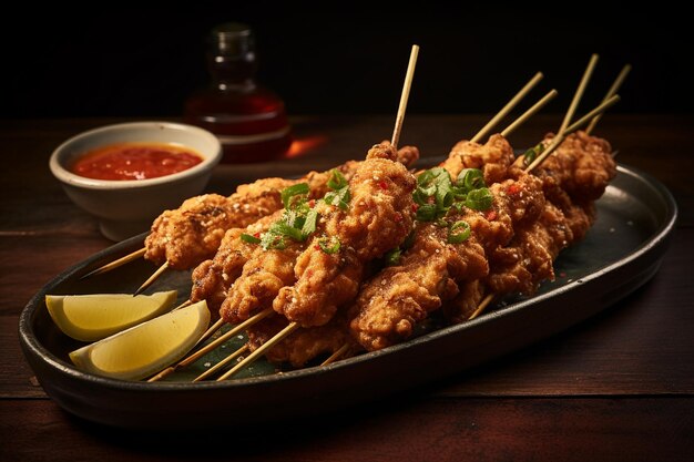 Fried Chicken Skewers with Dip