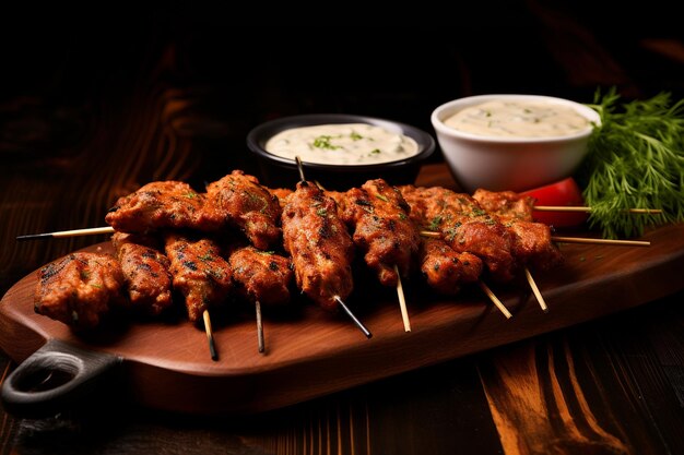 Fried Chicken Skewers with Dip