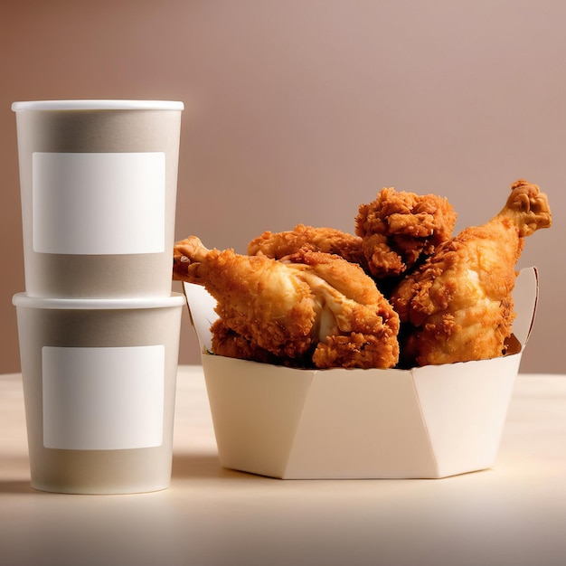 Fried chicken takeaway delivery box empty blank generic product packaging mockup