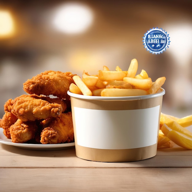 Fried chicken takeaway delivery box empty blank generic product packaging mockup