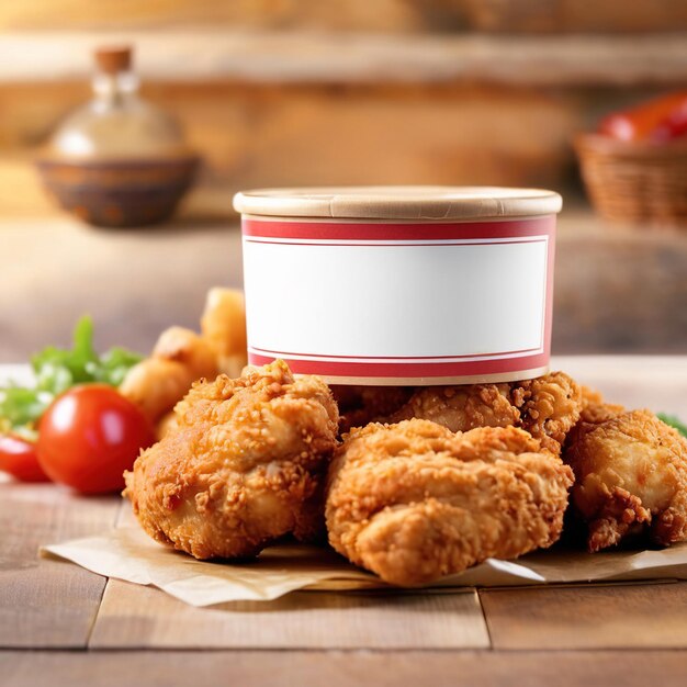 Fried chicken takeaway delivery box empty blank generic product packaging mockup