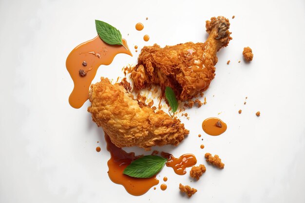 Photo fried chicken that is crispy on a white table