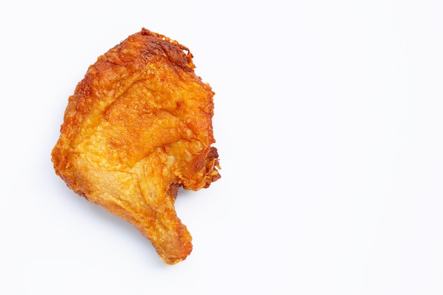 Photo fried chicken on white background.