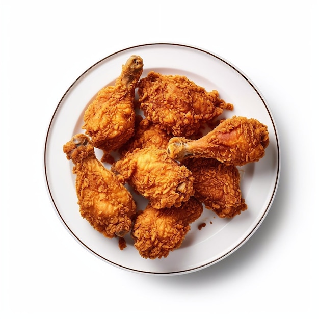 Photo fried chicken on the white background