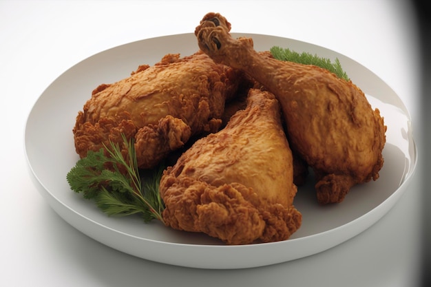 Fried chicken in a white plate