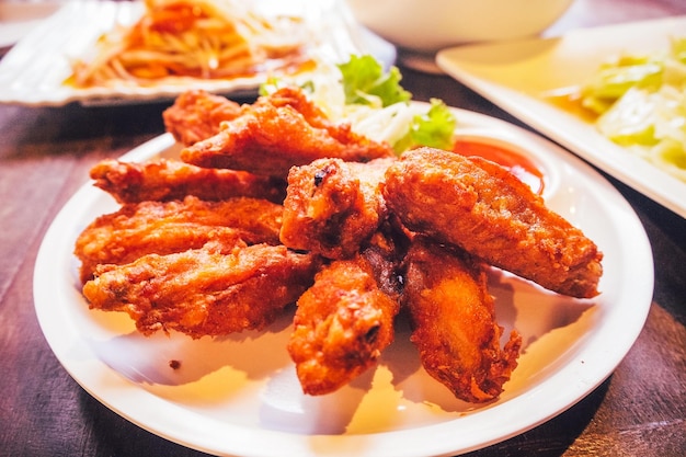 Fried chicken  in white plate