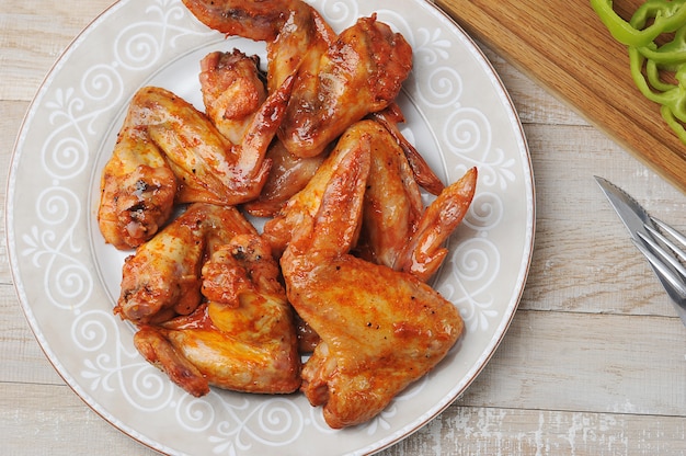 Fried chicken wings on a plate