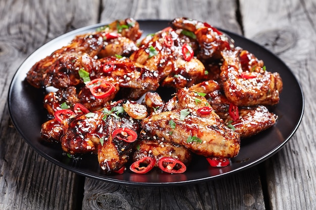 Fried chicken wings in teriyaki sauce