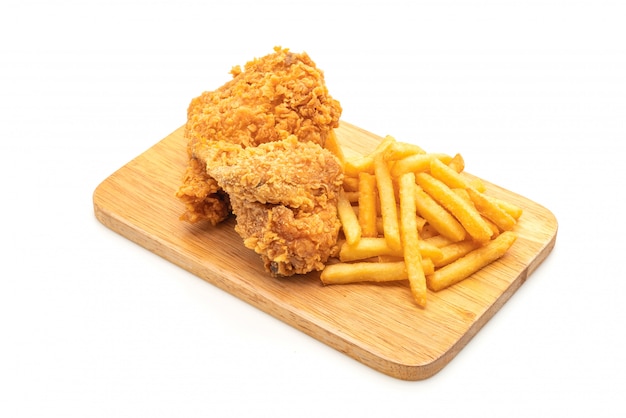 fried chicken with french fries and nuggets meal (junk food and unhealthy food)