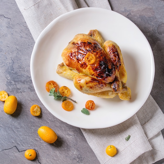 Fried chicken with kumquats