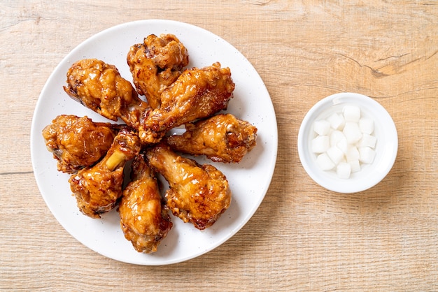 fried chicken with sauce in Korean style