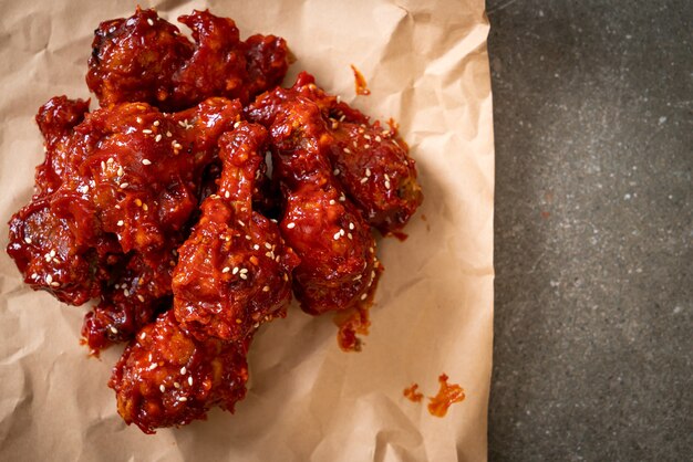 fried chicken with spicy sauce