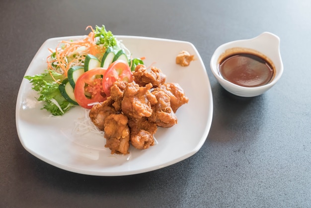 fried chicken with tonkatsu sauce