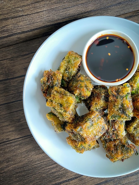 Fried Chinese Chives ready to eat on the table