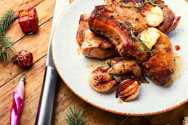 Fried christmas loin pork rack