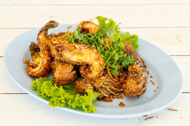 fried crayfish or mantis shrimps with garlic