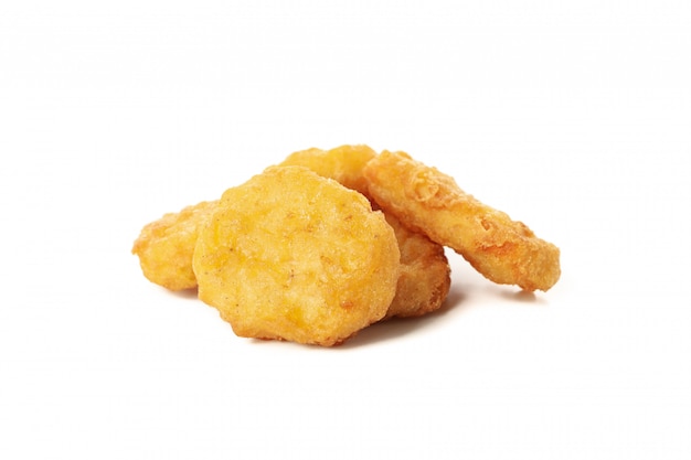 Fried crispy chicken nuggets isolated