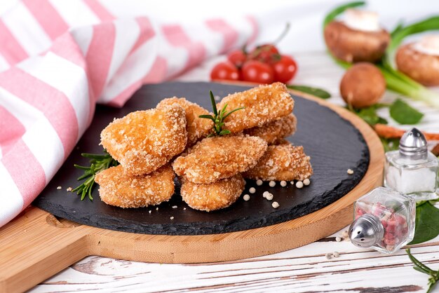 Fried crispy chicken nuggets