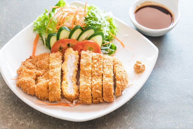 fried cutlet pork with vegetable