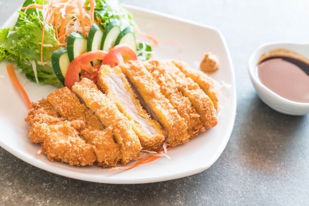 fried cutlet pork with vegetable